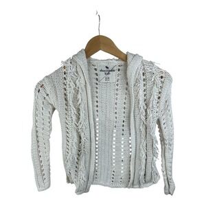 abercrombie kids Girls Cream Open Hooded Cardigan‎ SIze 3/4